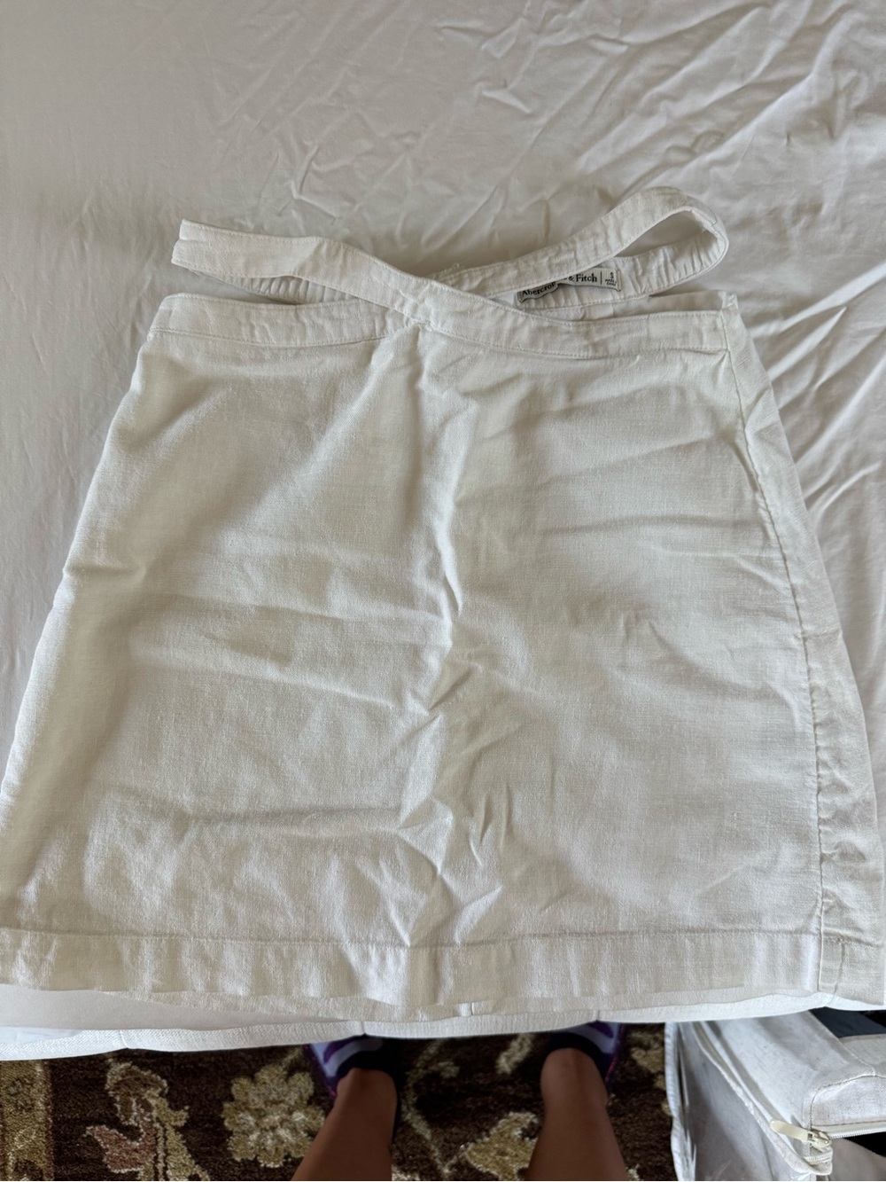 White Tie-Waist Mini Skirt